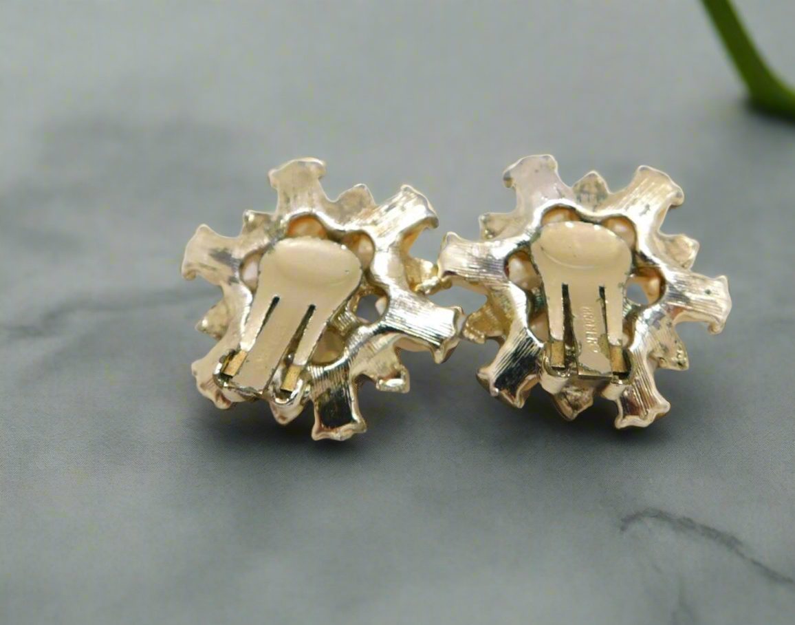 π SCULPTURAL ELEGANCE: Kramer 1950s - Moonglow Statement Earrings