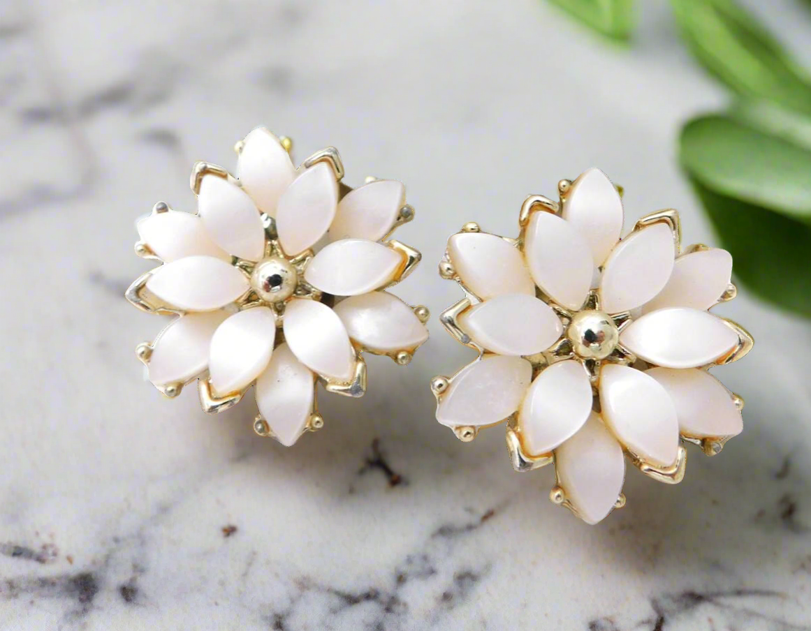 π SCULPTURAL ELEGANCE: Kramer 1950s - Moonglow Statement Earrings