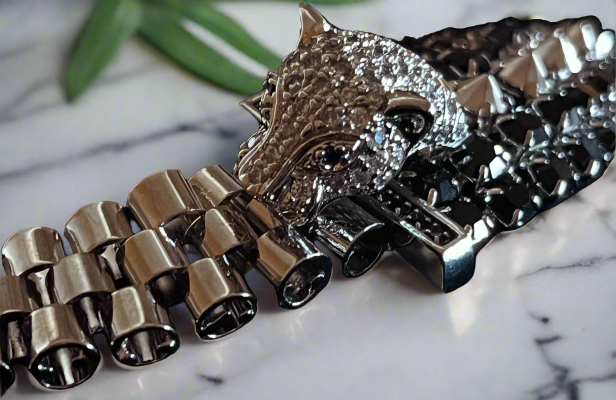 Iosselliani Black Crystal Panther Collar 90s