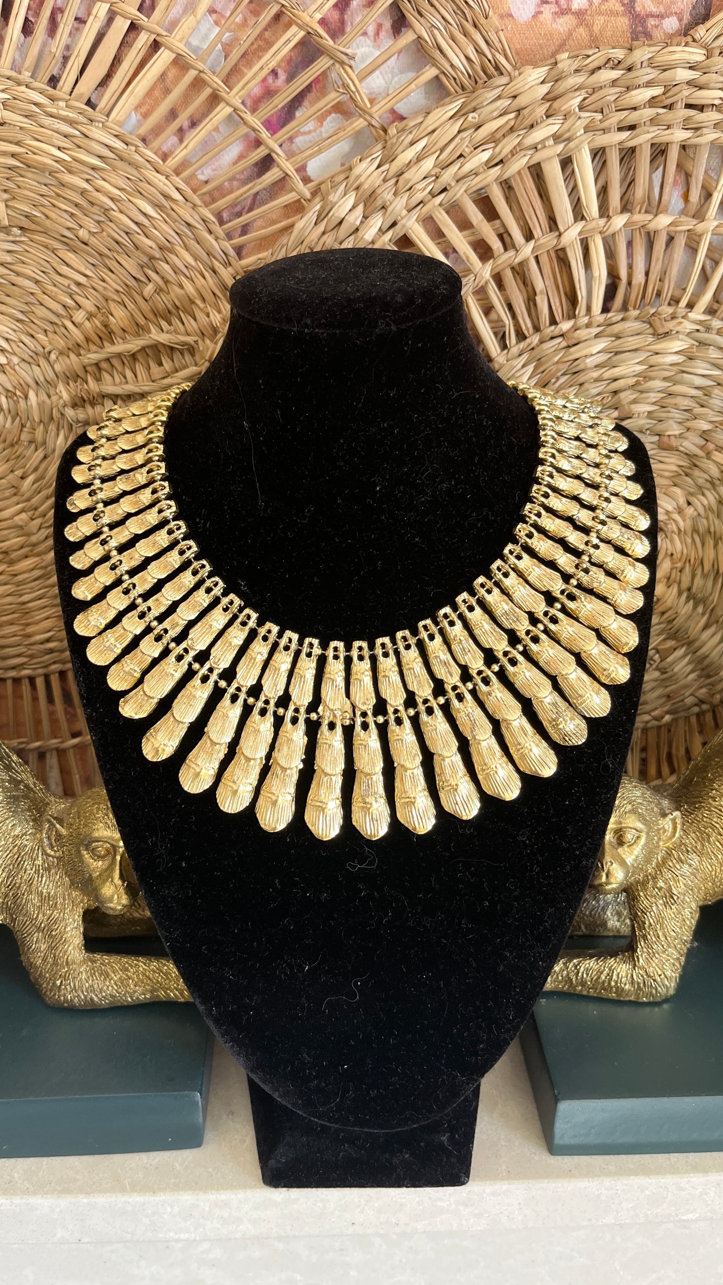 🐛 STATEMENT POWER SET: BSK Cleopatra Scarab Necklace & Bracelet - Ancient Egyptian Glamour