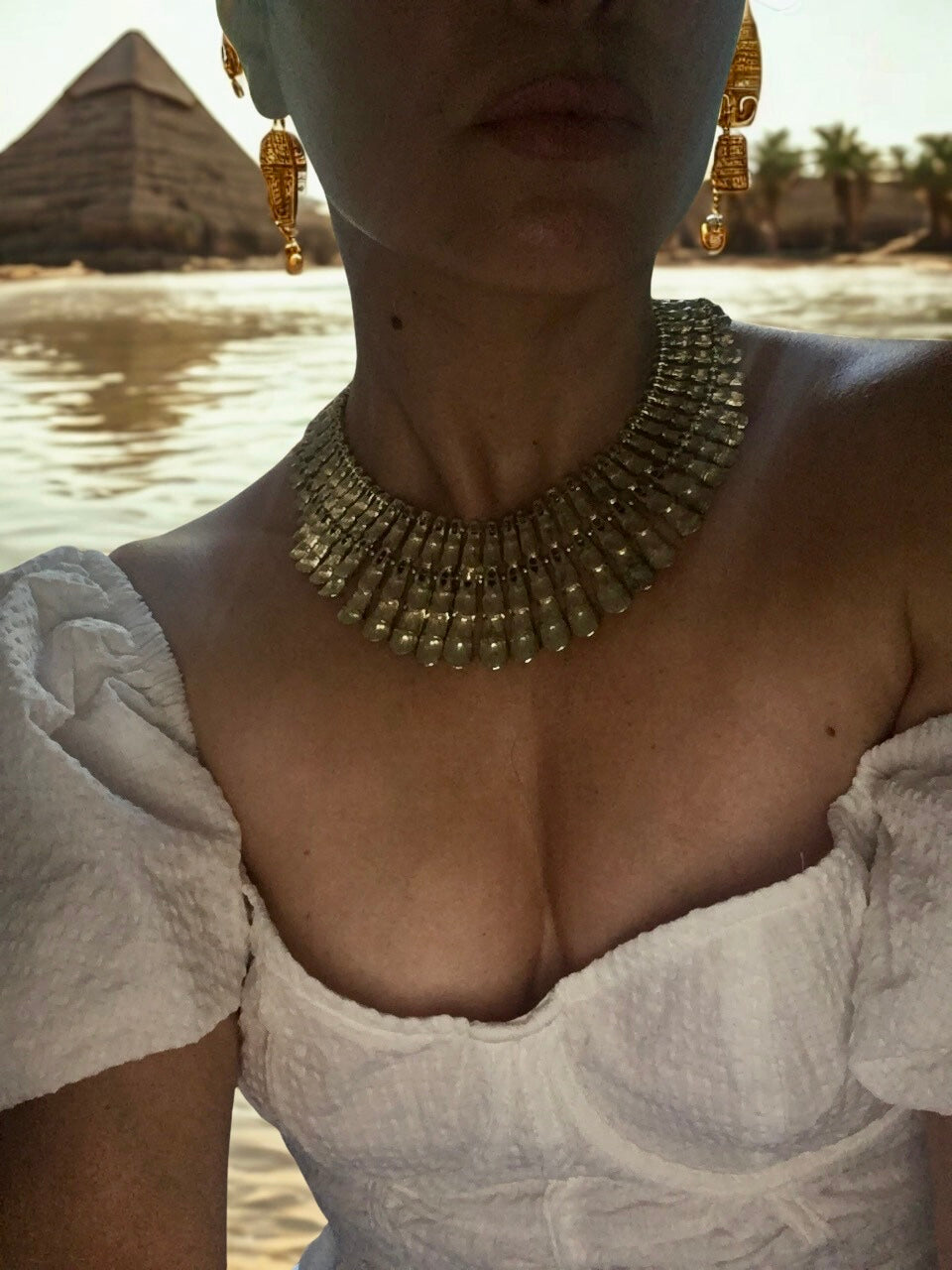 🐛 STATEMENT POWER SET: BSK Cleopatra Scarab Necklace & Bracelet - Ancient Egyptian Glamour