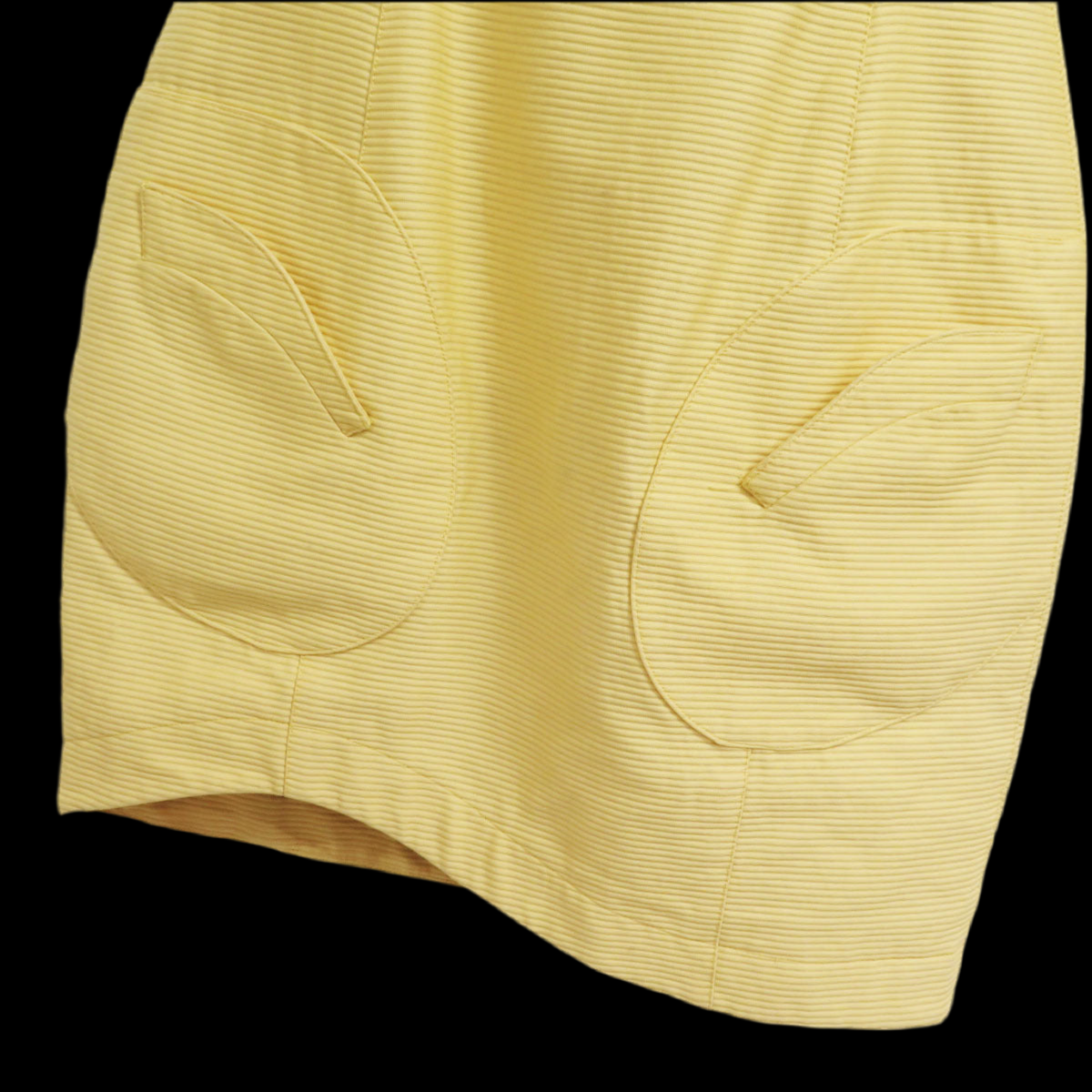 ⚡ POWER DRESSING: Thierry Mugler 1990s Yellow Ribbed Cutout Dress & Jacket Set - Sculptural Elegance