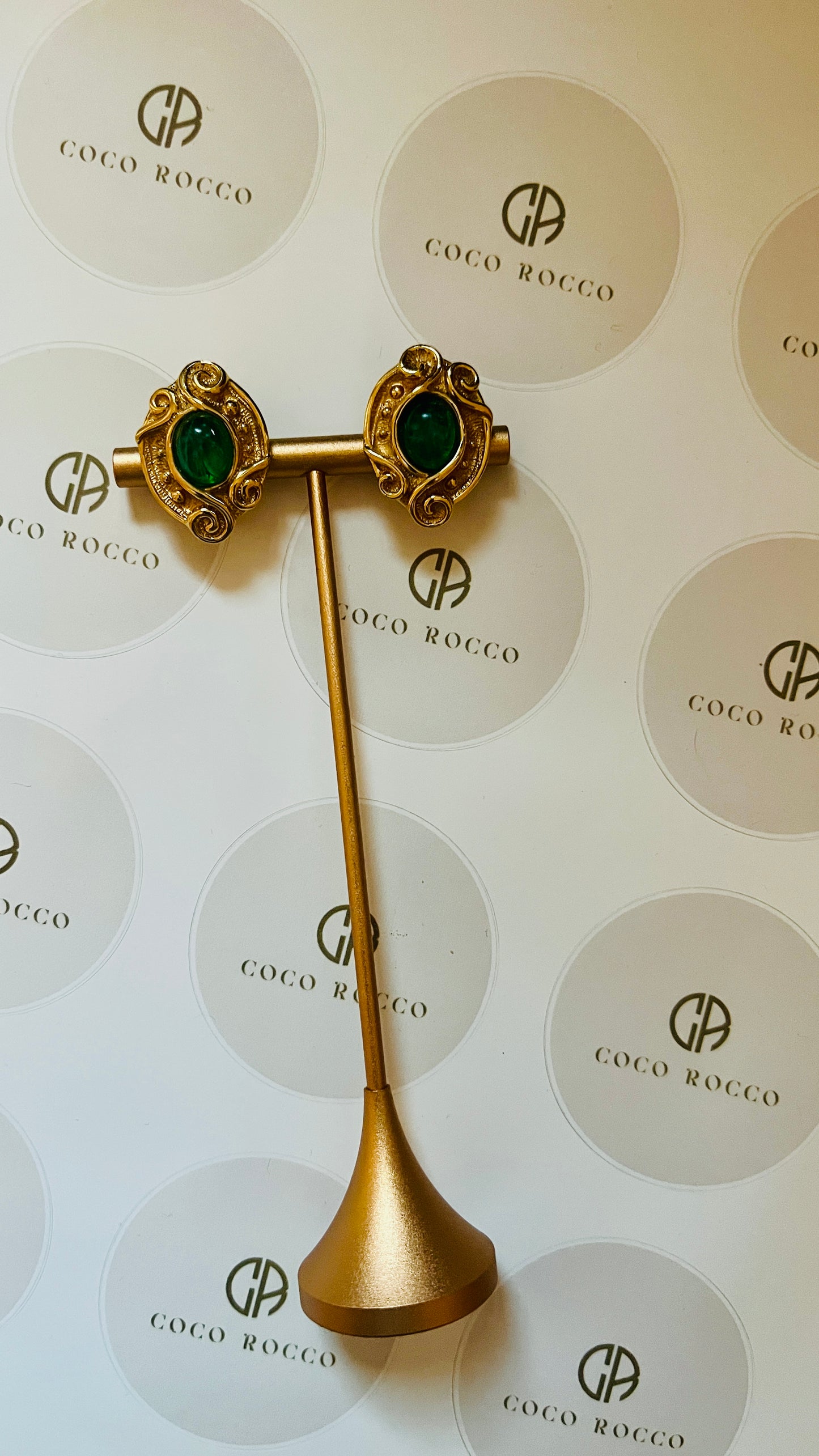 Dior 1970s Green gripoix cabochon earrings