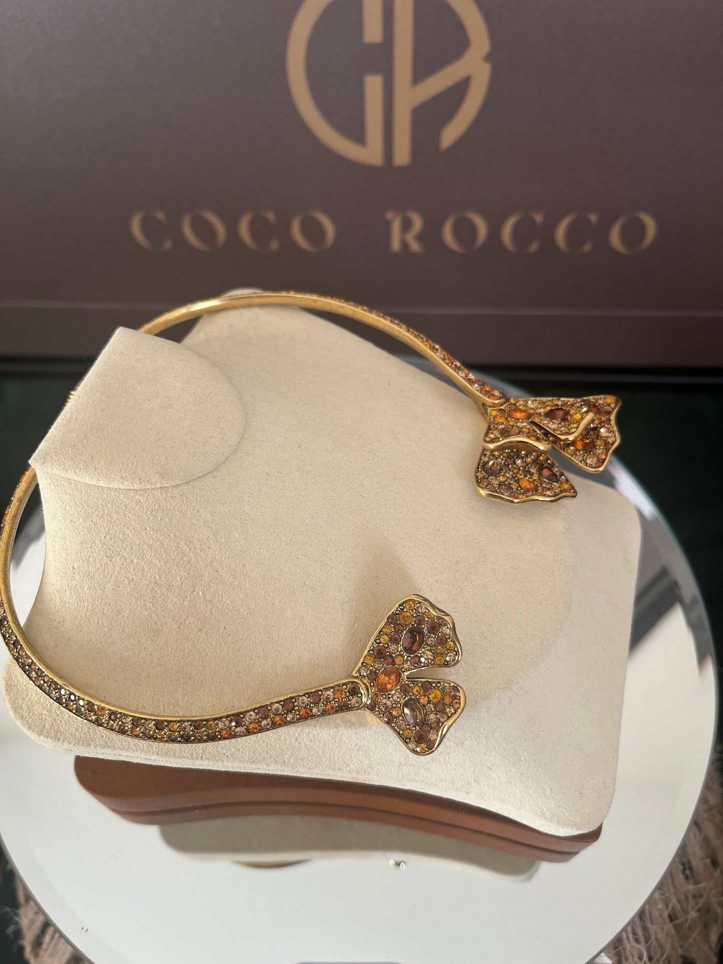 👑 CELEBRITY DESIGNER: Kenneth Jay Lane Ginkgo Leaf Collar- Jackie Kennedy's Jeweler