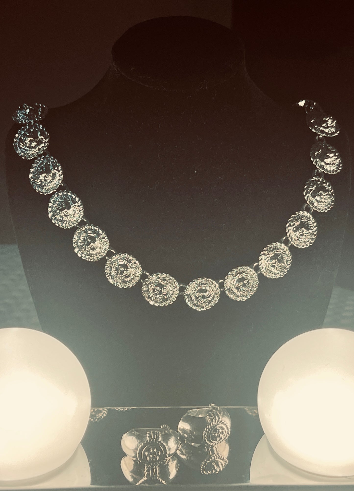 🐆🦁 THE BIG CAT STACK: Iosselliani Panther Collar + Anne Klein Lion Medallion + KJL Pearl & Crystal Leaf Earrings