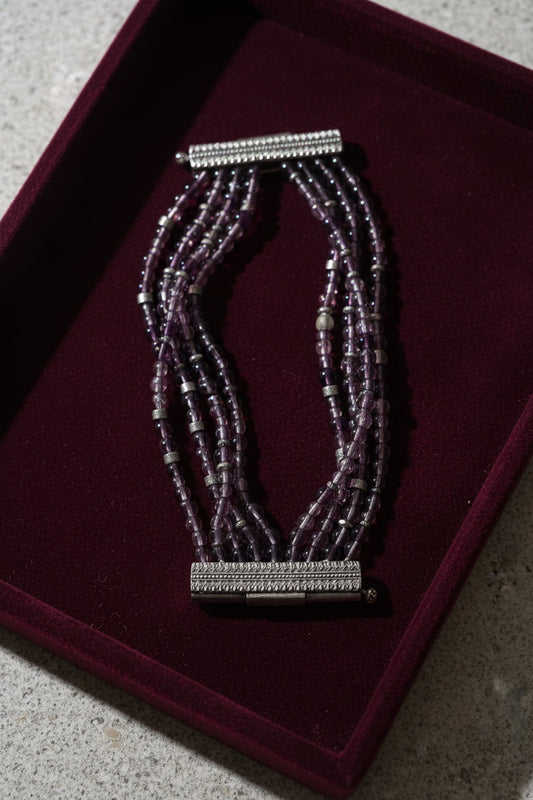 John Galliano for Christian Dior — Masai Multi-Strand Lilac & Silver Beaded Cuff Bracelet, 1997–1998