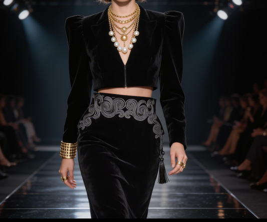 ✨ HAUTE COUTURE: Christian Dior 1980s Black Velvet Pencil Skirt - Embroidered Luxury