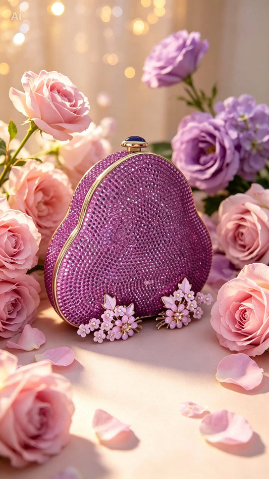 Judith Leiber Vintage Fuchsia Crystal Minaudière Clutch Set