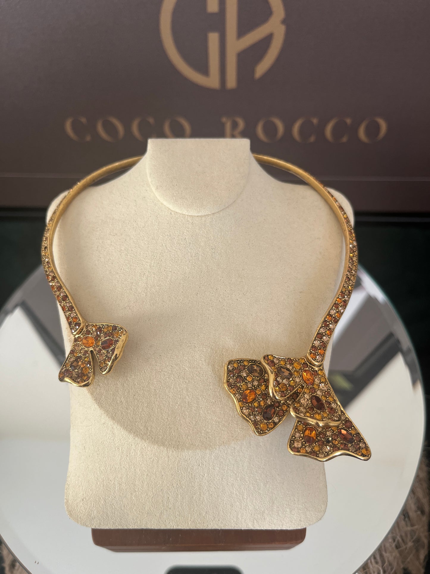 👑 CELEBRITY DESIGNER: Kenneth Jay Lane Ginkgo Leaf Collar- Jackie Kennedy's Jeweler