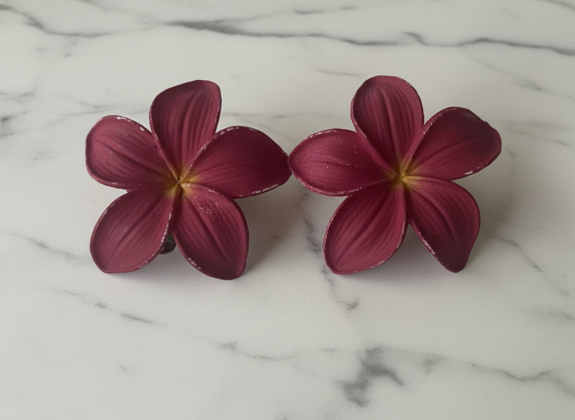 🌺 ARTISAN BEAUTY: 1950s West Germany Hand-Painted Plastic Floral Earrings