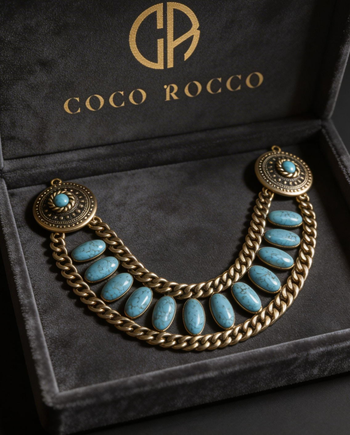 🏛️ MUSEUM MASTERPIECE: Rambaud 1980s Turquoise Grecian Statement Necklace - Classical Elegance