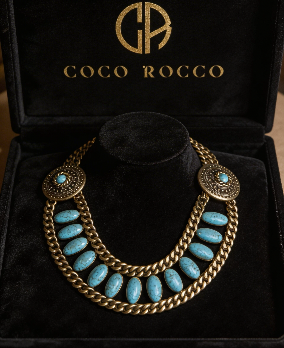 🏛️ MUSEUM MASTERPIECE: Rambaud 1980s Turquoise Grecian Statement Necklace - Classical Elegance
