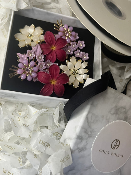 🌺 ARTISAN BEAUTY: 1950s West Germany Hand-Painted Plastic Floral Earrings