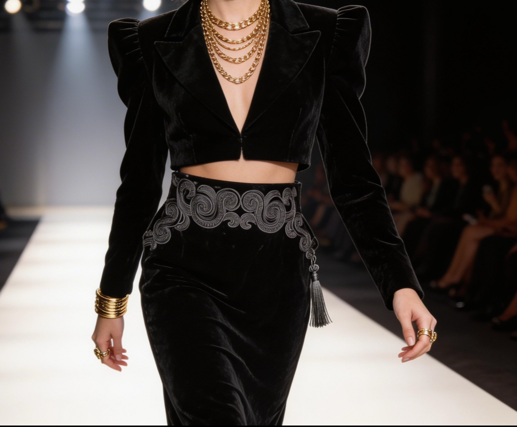 ✨ HAUTE COUTURE: Christian Dior 1980s Black Velvet Pencil Skirt - Embroidered Luxury