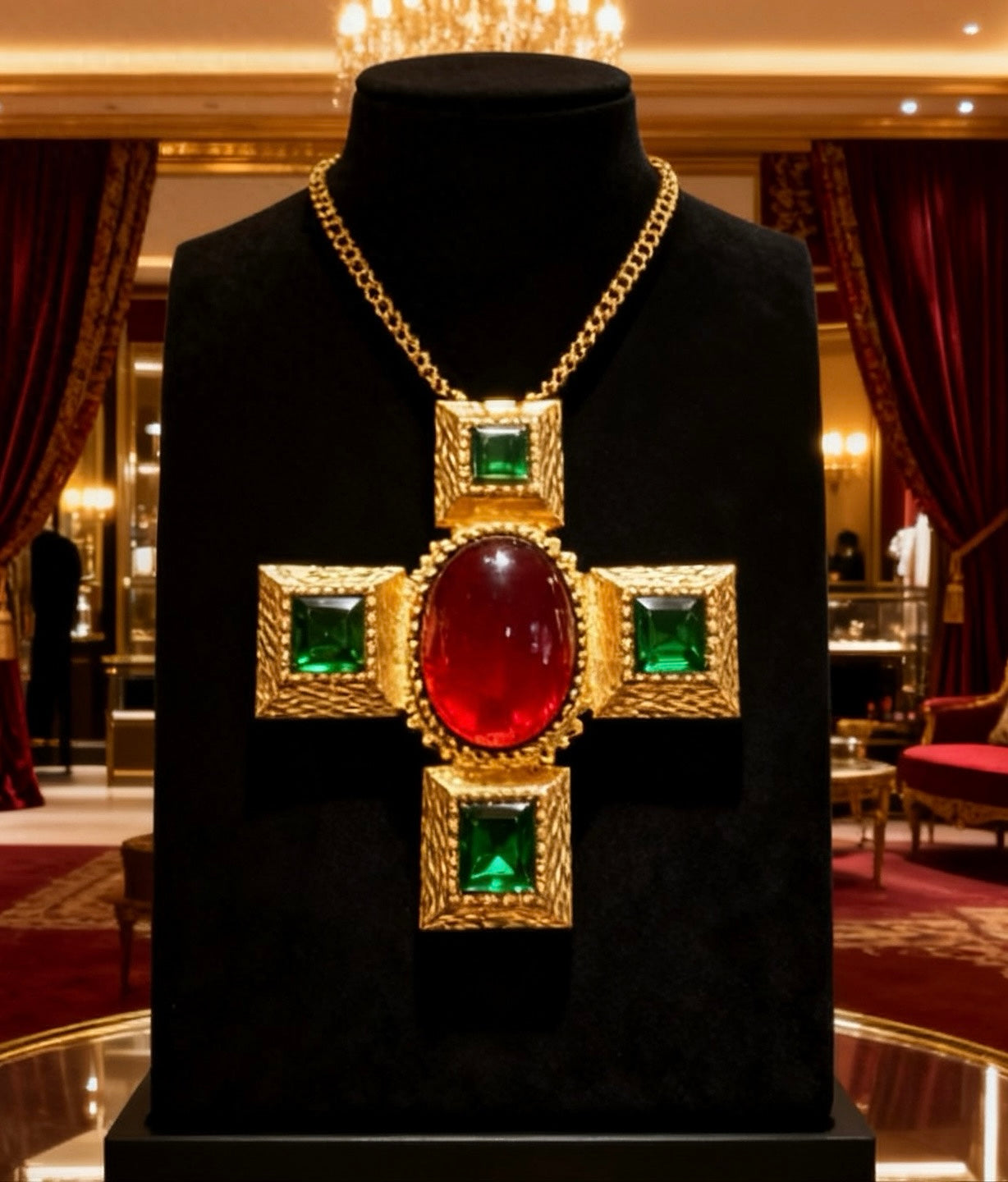 Vintage Kenneth Jay Lane Byzantine Cross Pendant & Brooch