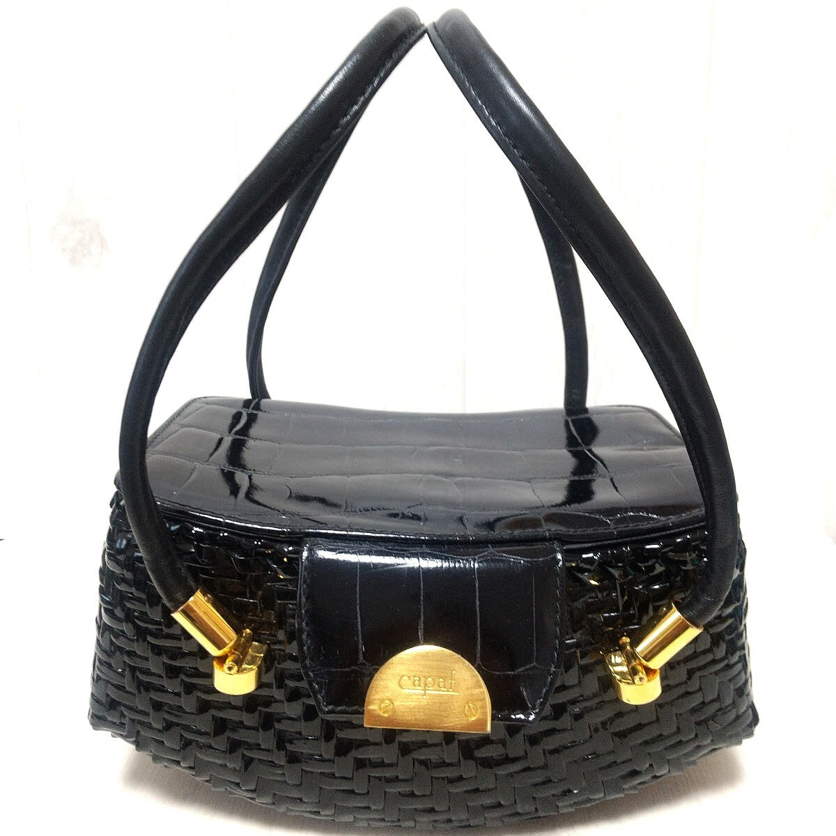 🧺 ARTISAN LUXURY: Capaf 1970s Crocodile Basket Weave Handbag - Sculptural Elegance