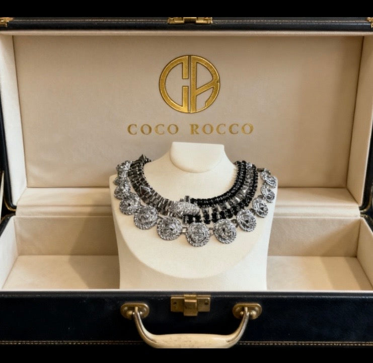 🐆🦁 THE BIG CAT STACK: Iosselliani Panther Collar + Anne Klein Lion Medallion + KJL Pearl & Crystal Leaf Earrings