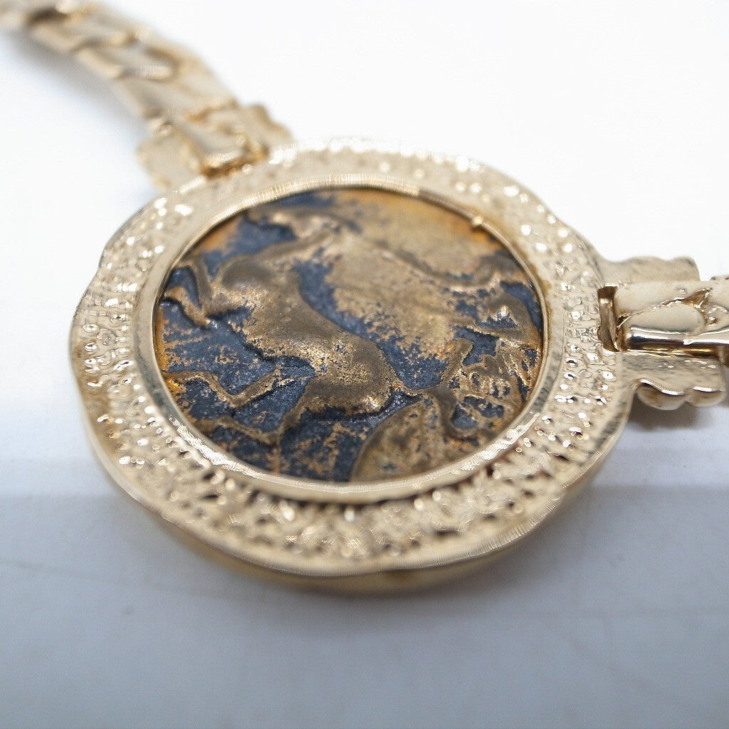 🏛️ ANCIENT GLORY: 1950s Alexander the Great Medallion Necklace - Gold Plated Statement Piece