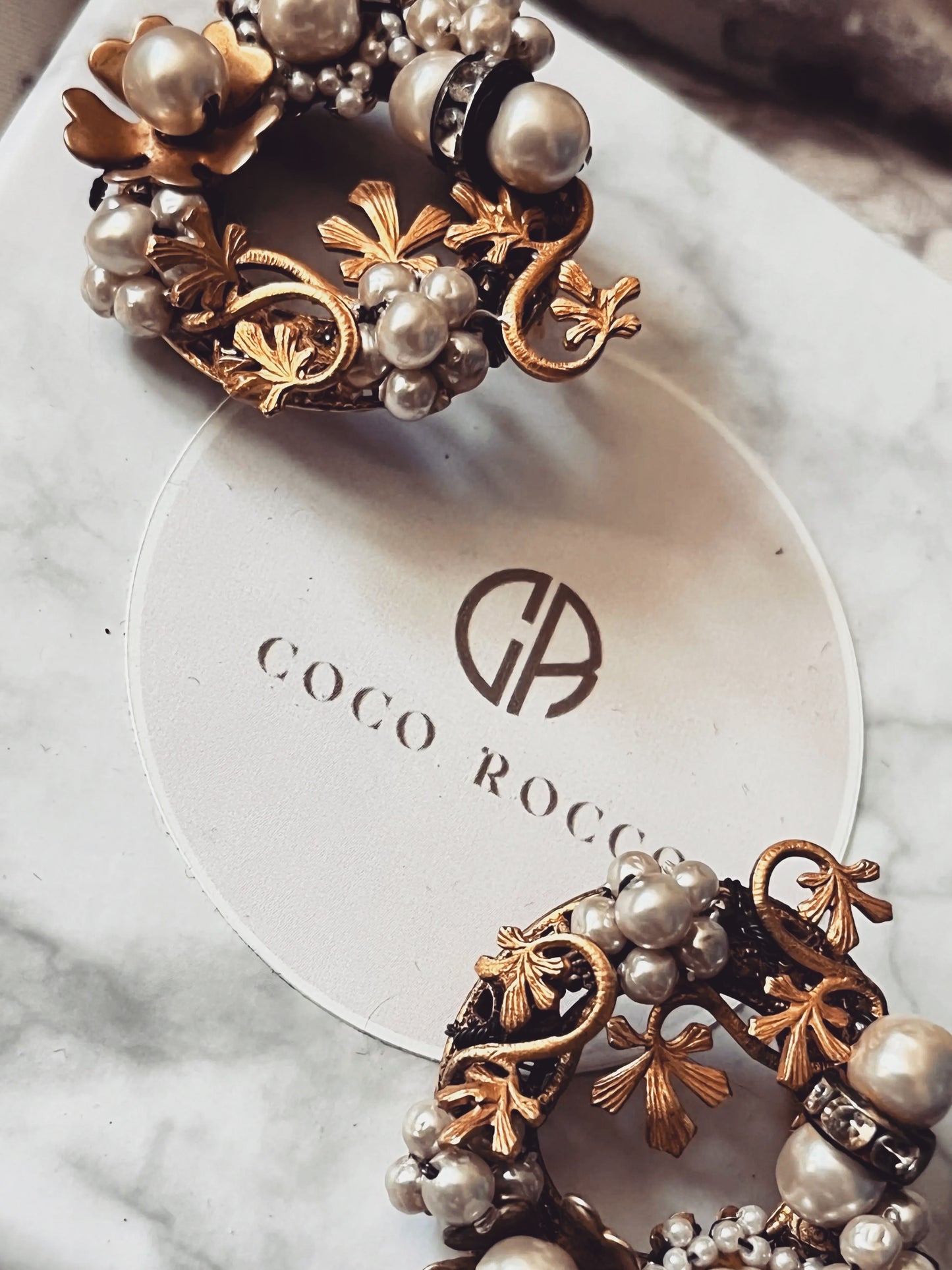 Miriam Haskell Versailles Set — Pearl, Crystal & Gold Wreath Earrings with Double Strand Necklace