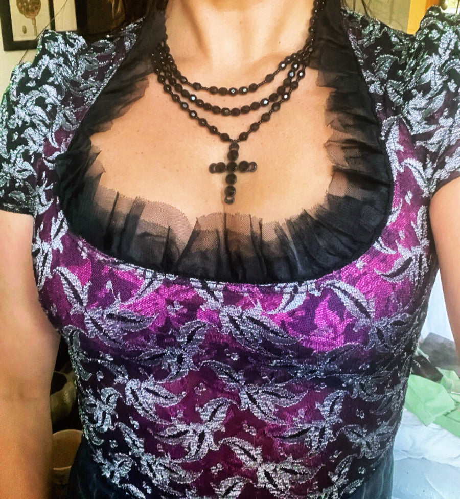 🖤 PUNK ROYALTY: Vivienne Westwood 1990s Burgundy Lace Corset Top with Tulle Collar - Theatrical Elegance