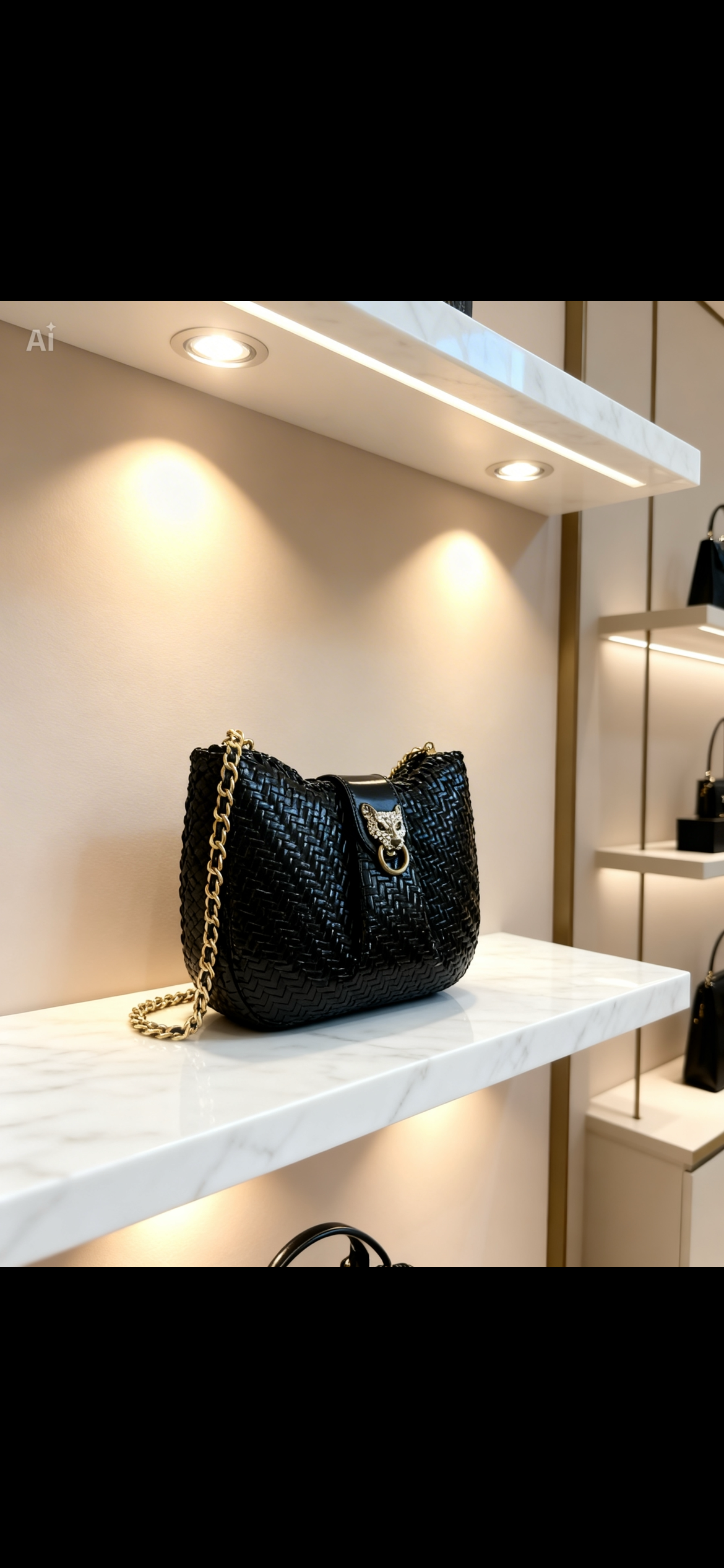 🐆 ITALIAN LUXURY: Vintage Mila Schön Black Woven Basket Bag - Crystal Panther Clasp