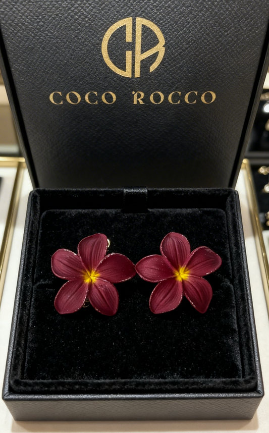 🌺 ARTISAN BEAUTY: 1950s West Germany Hand-Painted Plastic Floral Earrings