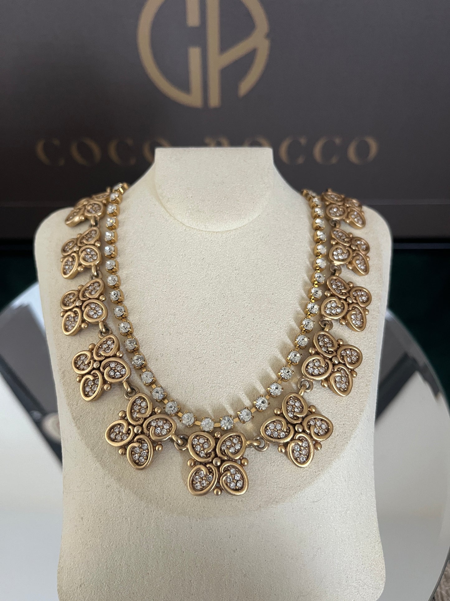 💎 LUXURY COUTURE SET: Oscar de la Renta & Mariko Crystal Statement Necklaces