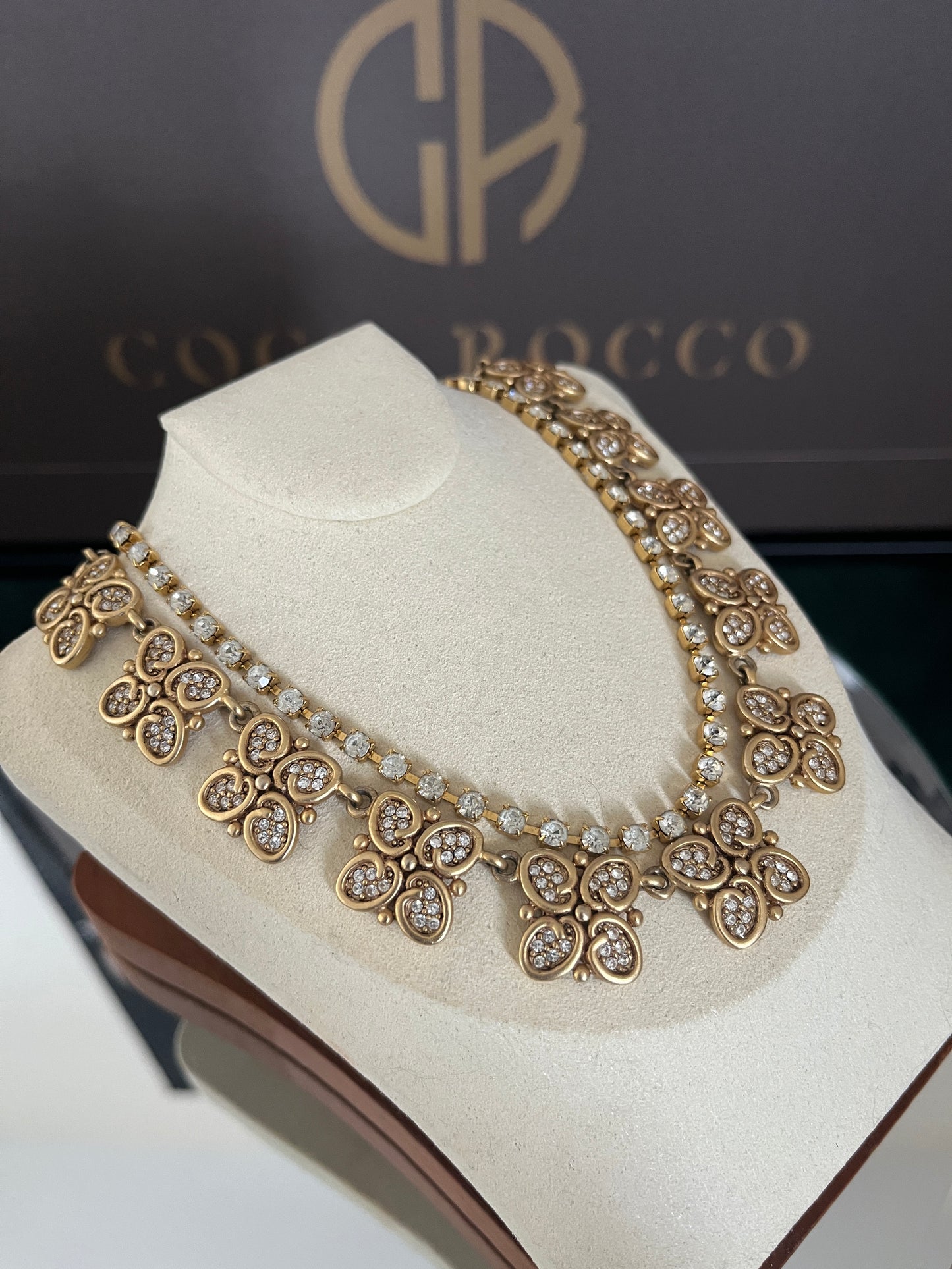 💎 LUXURY COUTURE SET: Oscar de la Renta & Mariko Crystal Statement Necklaces