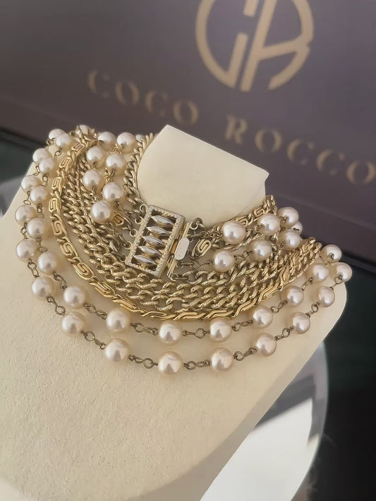 🏛️ DESIGNER HERITAGE: 1950s Giuliano Fratti Multi-Strand Pearl & Gold Necklace